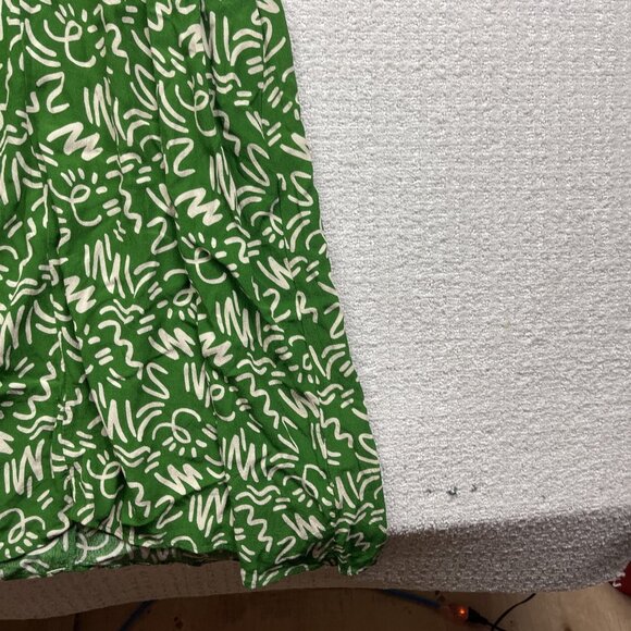 Zara Dress Womens Size L The Elora Green and White Printed Midi Button Up Boho - Picture 5 of 11
